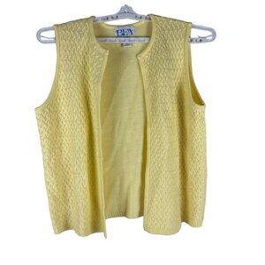 BFA Classics Womens Yellow Knit Sleeveless Cardigan Petite Size XL 100% Acrylic